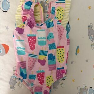 Ruffle Butts Pink Popsicle Print One-Piece Swimsuit -New without tags